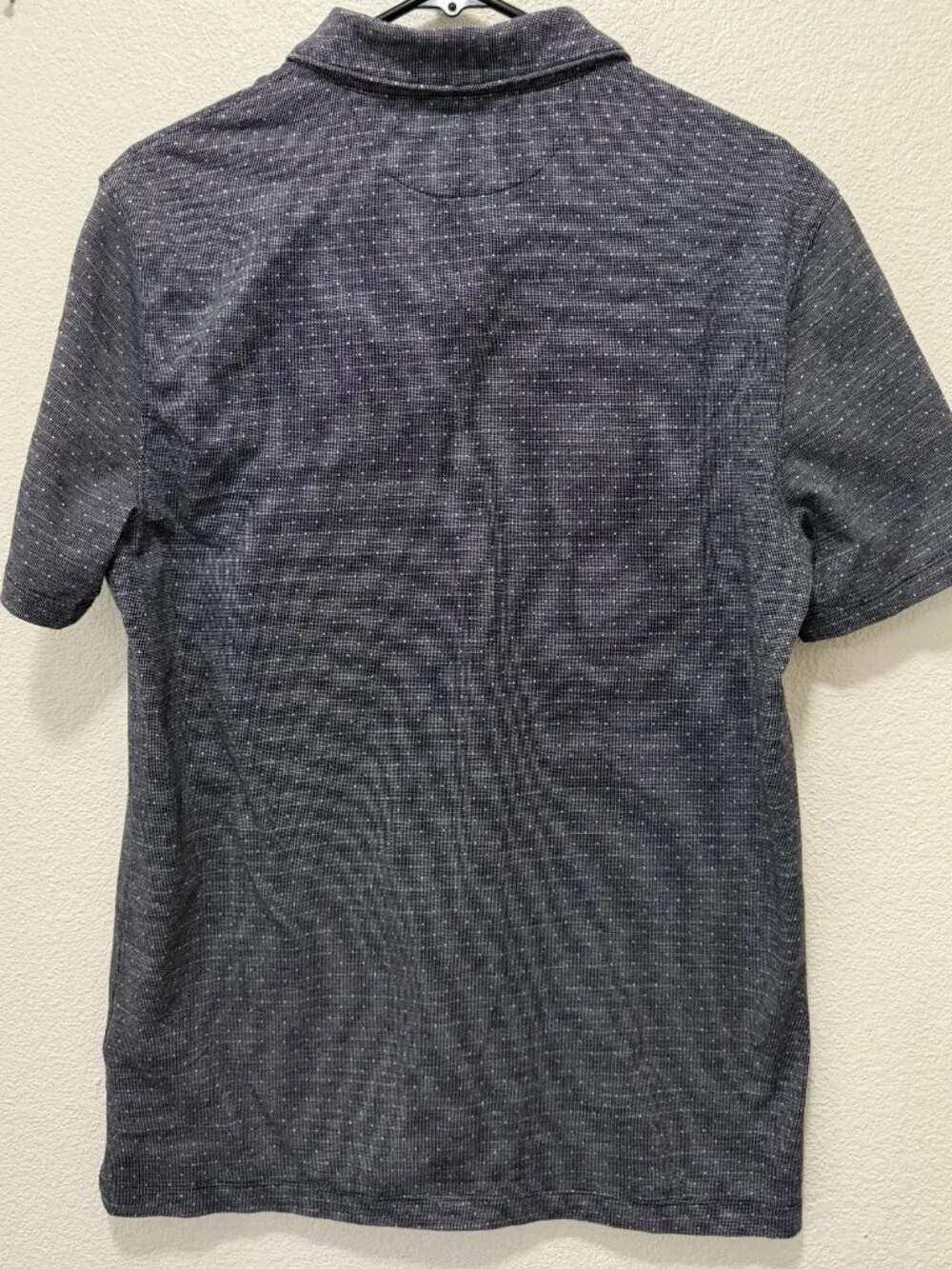 Banana Republic luxury touch slim fit dark gray and white polo shirt, men's L